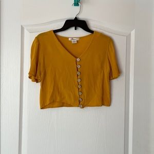 Passport Yellow Cropped Short Sleeve Shirt Size S